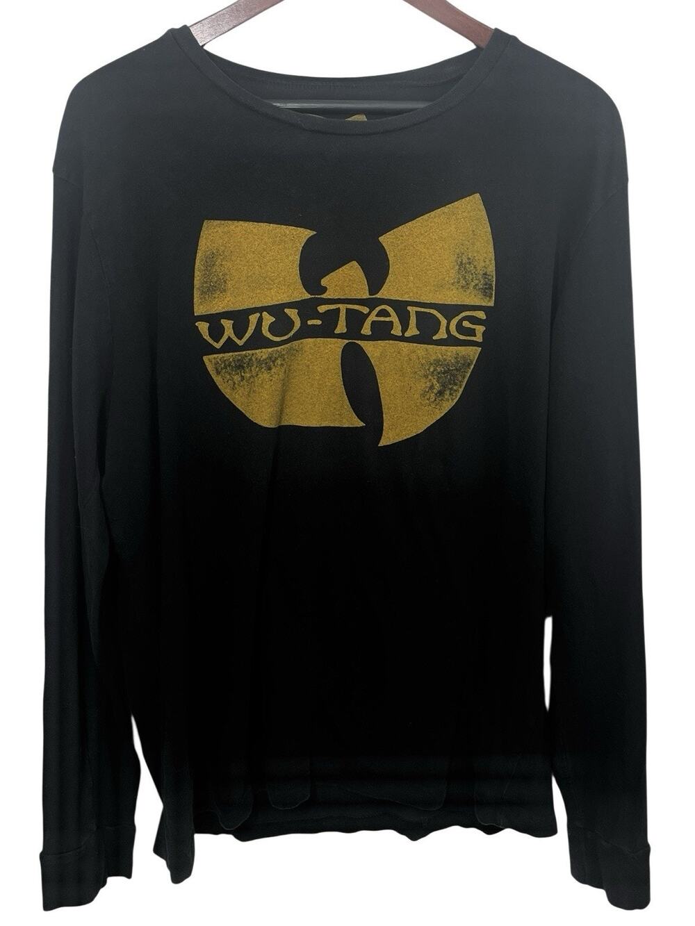 WU-TANG T-Shirt Long Sleeve Large Lucky Brand Yellow Black Cash Rap Streetwear